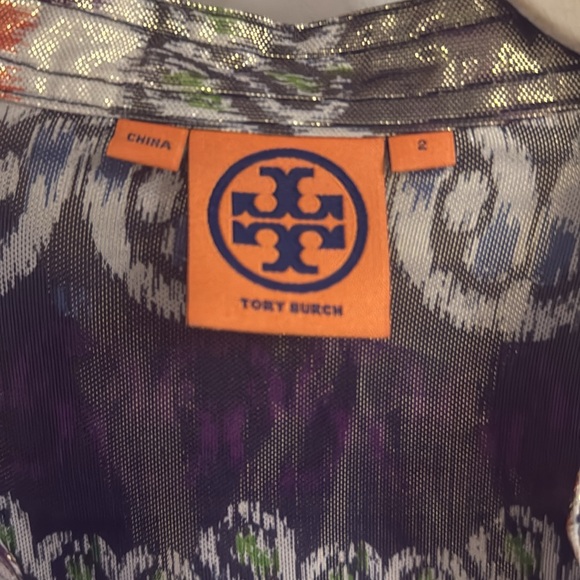 Tory Burch Stephanie Metallic Silk Tunic - Picture 3 of 6